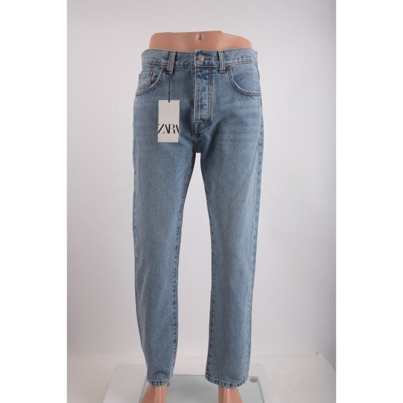 Zara Mens Denim Jeans EU 42 US 32 light Blue Straight Fit 8727/350 NWT - Picture 1 of 7